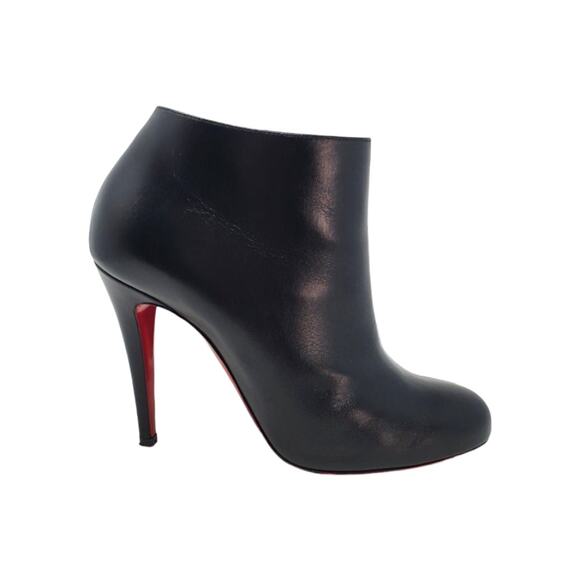 Christian Louboutin Belle 100 Ankle Boots Calf Leather Red-Sole Black Size 39 - Picture 1 of 15